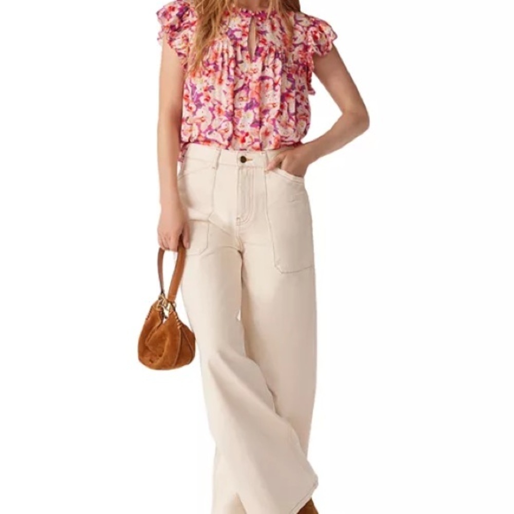 ba&sh Derick Floral Ruffle-Shoulder Top Size xs - Picture 2 of 10